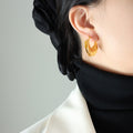 Hammered Crescent Pendant Necklace Matching U Hoop Earrings view 7