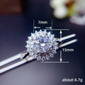 Silver Tone Round Sunburst Crystal Cluster Ring Jewelry view 4