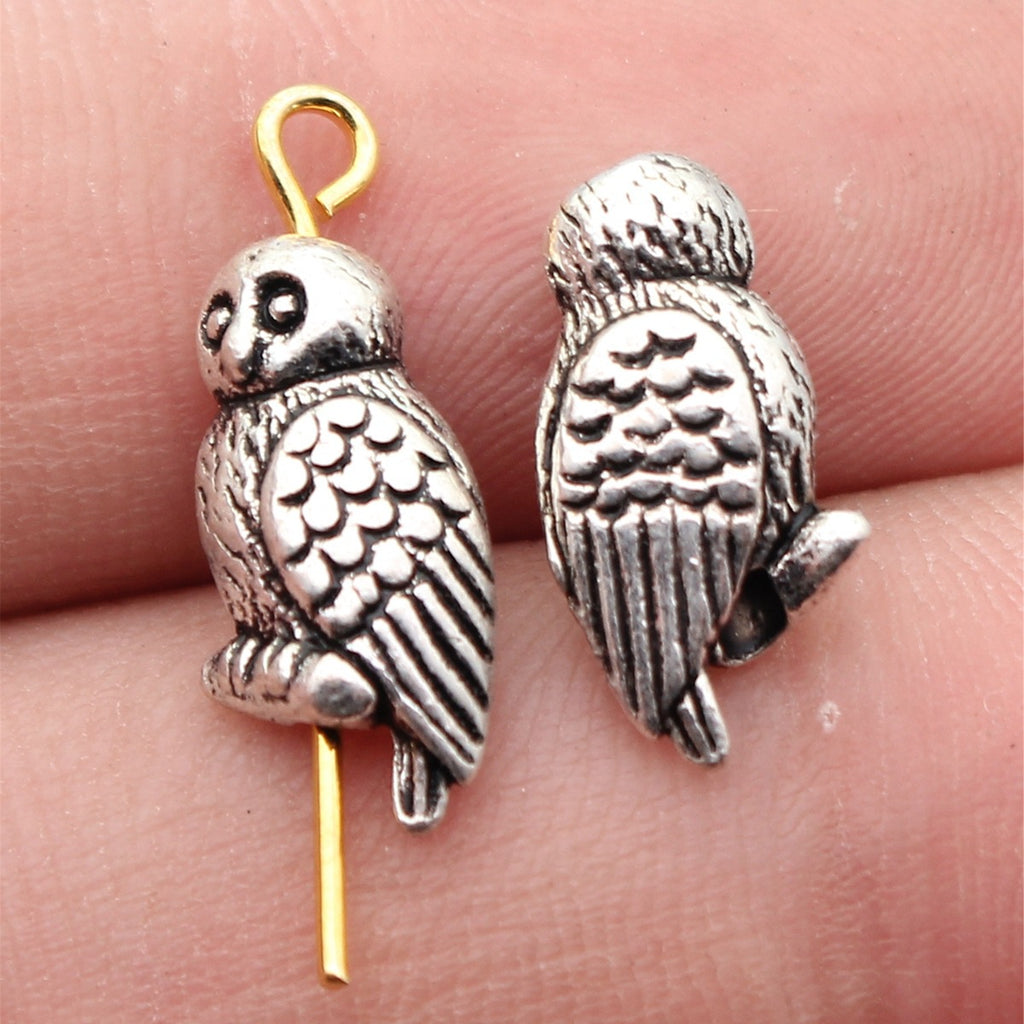 16x7.9x4.7mm 1.4g Antique Silver Zinc Alloy Owl Loose Metal Cat Beads for Bracelet Necklace DIY Jewelry Making