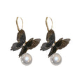 Sheer White Butterfly Hook Earrings with Round Pearl Drops view 5
