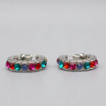 Rainbow Crystal Half Hoop Stud Earrings in Silver Tone view 3