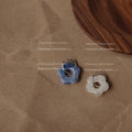 Silver-Tone Hoop White Blue Marbled Resin Flower Earrings view 4