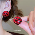 Round Resin Stud Earrings In Three Brown Tone Patterns view 4