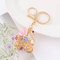Rhinestone Swan Baby Carriage Keychain Gold Tone Four Colors view 6
