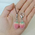Flocked Pink Strawberry Phone Strap and Lobster-Clasp Charms view 2