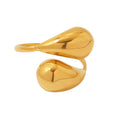 Gold Open Dual Teardrop Adjustable Stainless Steel Ring Size 7 view 5