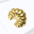 Fluted Fan Shell Brooch In Gold And Silver Tone Finishes view 3