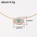 Blue Eye Pendant Necklace with Clear Halo in Gold Tone view 5