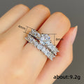 Two Band Square Stone Ring Set in Silver and Rose Gold view 5