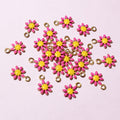 Tiny Enamel Daisy Metal Charms in Twelve Color Combinations view 9
