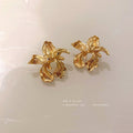 Mixed Gold Tone Floral Stud and Drop Earrings Fashion Jewelry Accessories view 3