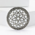 Round Pearl Lattice Brooch in an Antique Silver Tone view 1