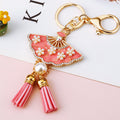 Pearl Flower Fan Tassel Keychains in Three Colors with Fortune and Plain Loops view 4