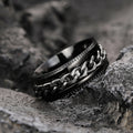 Chain-Center Spinner Wide Band Ring In Six Color Combinations view 3