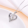 Silver Double Heart Sister Friend Engraved Pendant Necklace view 3