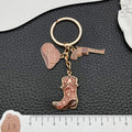 Brown-Led Western Cowboy Hat Boot and Pistol Keychain Pair view 3