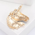 Jeweled Unicorn Head Brooch in Gray and White Jacket and Scarf Accessory view 4