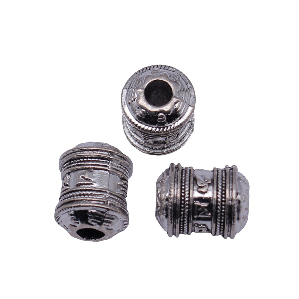 13x11x11mm 4.5g Antique Silver Zinc Alloy Six Syllable Mantra Tube Large Hole Beads for Bracelets