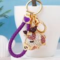 Jeweled Flying Pig Keychains in Three Colors with Two Wrist Loop Only Options view 2