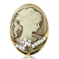 Oval Cameo Profile Brooch in Three Antique Metal Styles view 1