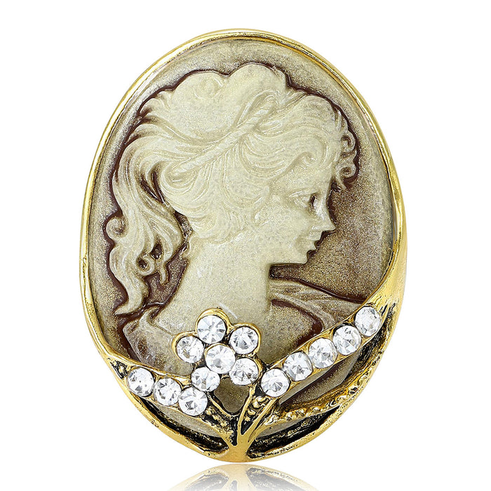 Oval Cameo Profile Brooch in Three Antique Metal Styles