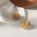 Fabric Camellia Flower Stud Earrings Three Color Styles view 7