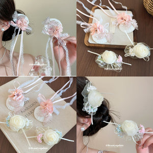 Fabric Rose Shell Butterfly Duckbill Hair Clips Two Styles