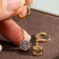 Gold Hoop Chain Drop Clear Stone Earrings Metal Alloy view 2