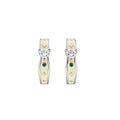White Heart and Clear Crystal C Shaped Hoop Earrings view 5