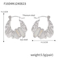 Wavy Metal Hoop Earrings Sea Shell Inlay Gold Silver view 6