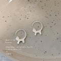 Silver Tone Small Elephant Charm Round Huggie Hoop Earrings view 3