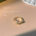 Gold Tone Clear Stone Butterfly And Curved Leaf Open Adjustable Ring view 3