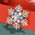 Crystal Snowflake Brooch with Blue or Multicolor Floral Center view 4