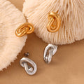 Twisted Knot Heart Detail Stud Earrings Gold Steel view 4