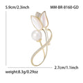 Tulip and Pearl Brooch in Gold and Silver Tone Decorative Lapel Accessory view 6