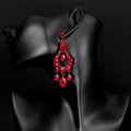 Red Silver Tone Red Crystal Chandelier Tassel Crystal Two Designs Metal Dangle Earrings view 3