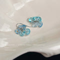 Silver Tone Aqua Translucent Chip Cluster Hook Earrings For Women view 4