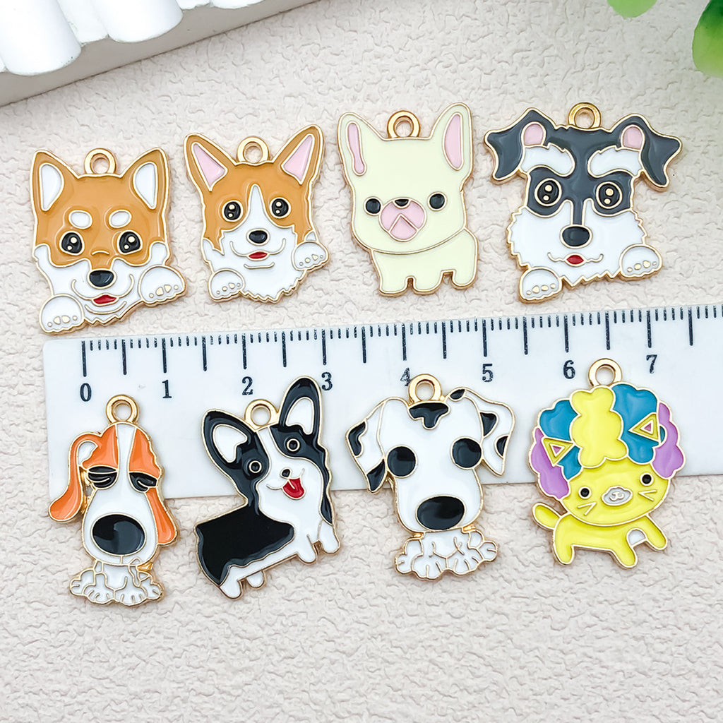 Zinc Alloy Cartoon Dog Enamel Charm Pendant for DIY Earrings Necklace Keychain