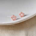 Matte Soft Pink Open Center Flower Mini Stud Earrings view 4