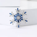 Silver Crystal Snowflake Brooch Clear Blue Stone Accents view 4