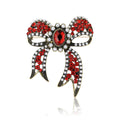 Crystal Bow Metal Brooch with Red or Black Accents view 5
