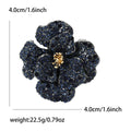 Full Rhinestone Peony Flower Brooch Dark Metal Blue Magenta view 6