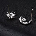 Silver Tone Asymmetric Crescent Moon Star Stud Earrings view 4