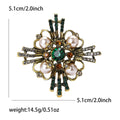 Antique Gold Geometric Pearl Brooch With Decorative Crystal And Enamel Details view 7