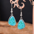 Antique Silver Turquoise Teardrop Cabochon Hook Drop Earrings view 5