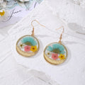 Pressed Flower Resin Round Earrings Gold Crescent 7 Styles view 7