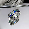 Blue And Green Stone Wave-Inlay Wide Ring In Polished Silver Tone view 4