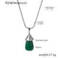 Resin Drop Pendant Stainless Steel Box Chain Necklace Multi Colors view 9