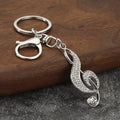 Musical Note Rhinestone Metal Keychain for Keys and Backpacks