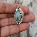 Antique Silver Teardrop Stone Look Wide Band Ring Sizes view 2